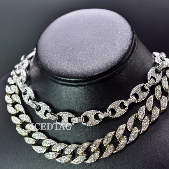 Iced Out White Gold PT Gucci and Miami Necklace - Picture 2 of 6
